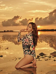 Ahn Woo Joo – Leopard Sunset Swimsuit